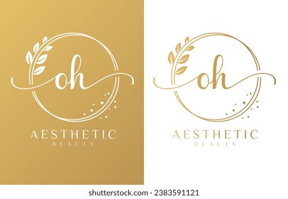 Letter OH Beauty Logo with Flourish Ornament