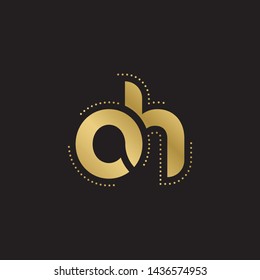 Letter oh linked lowercase logo design template elements. Gold letter Isolated on black  background. Suitable for business, consulting group company.