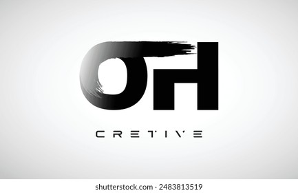 Letter OH logo logotype icon concept with brush style, and joining letter logo design vector	