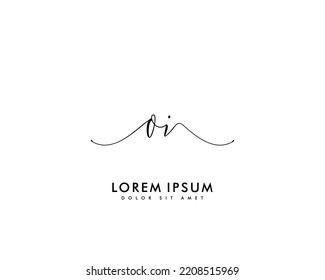 Letter OI Initial Handschrift Logo mit Unterschrift und handgezeichnet Stil.