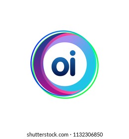Letter OI logo with colorful circle, letter combination logo design with ring, circle object for creative industry, web, business and company.