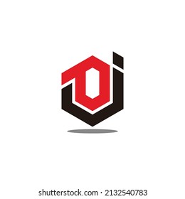 letter oj jo simple geometric hexagonal colors logo vector