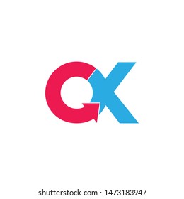 letter ok circle geometric arrow logo vector