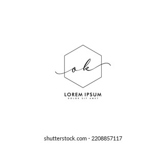 Letter OK Initial handwriting logo with signature and hand drawn style.