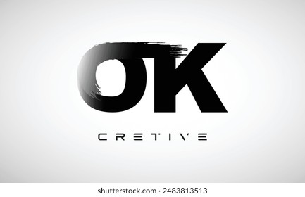 Concepto del logotipo del logotipo de la letra OK con el estilo del cepillo, y que une el Vector del diseño del logotipo de la letra	