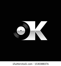 Letter OK with Negative Space Vinyl - Logo for DJ or Record