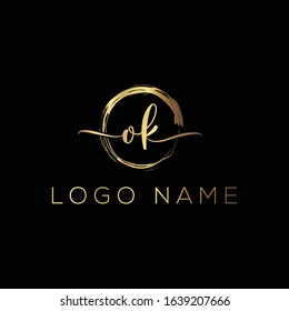 Letter OK sign handwriting logo with luxury elegent modern fashion style perfect for , beauty , wedding photography , spa , makeup logos 
