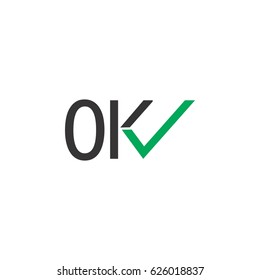 letter ok with tick logo