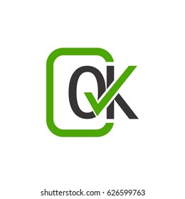 letter ok with tick and  square logo