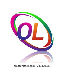 letter OL logotype design for company name colorful swoosh. vector logo for business and company identity.