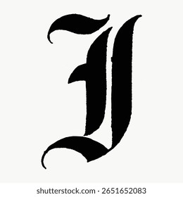 Eu carta, Inglês antigo caligrafia fonte vintage ilustração isolada em branco, vetor. Fonte criativa e letra de tipografia, vetor isolado. Fonte preta vintage.
