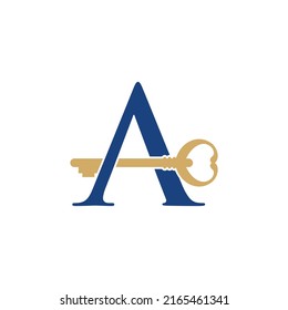 Letter A With Old Key Logo Vector 001	