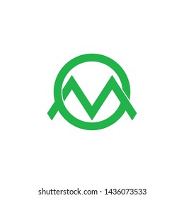 letter om mountain sun geometric line logo vector