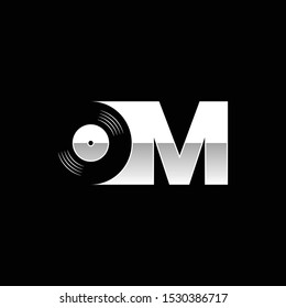 Letter OM with Negative Space Vinyl - Logo for DJ or Record