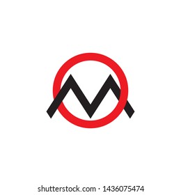 letter om simple linked geometric line logo vector