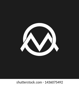 letter om simple linked geometric line logo vector