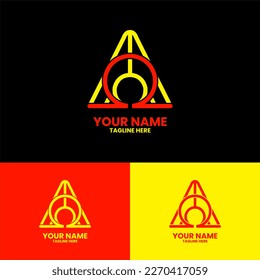 letter a omega logo design in yellow and red, the logo can be used by brands or communities who want their logo to have an omega symbol