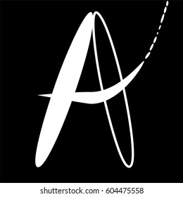The letter A on a black background