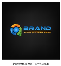 Letter A on black Background.  Logo Design Template. Colorful  logo design