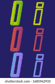 The letter I on a blue background in a fluffy form in different gradient colors