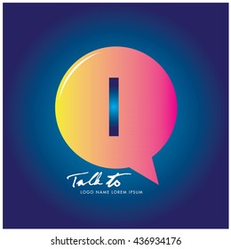Letter I on bubble talk icon as an integrated communication. Design Template for the communication, commercial, technology and campaign activities