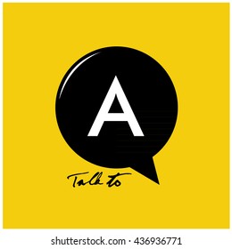 Letter A on bubble talk icon as an integrated communication. Design Template for the communication, commercial, technology, and campaign activities
