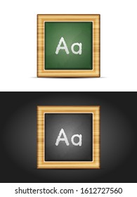 Letter A on chalkboard set. Vector illustration.