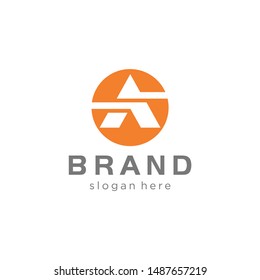 letter A on circle concept, triangle logo on circle ready to use