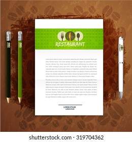 Letter on Corporate identity Organic Menu Restaurant Background coffee beans