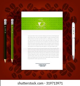 Letter on Corporate identity Organic Menu Restaurant Background coffee beans