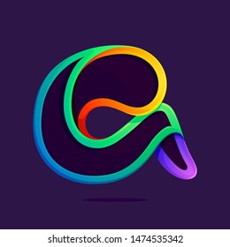 Letter A one line rainbow colors logo. Font style, vector design template elements for your application or corporate identity.
