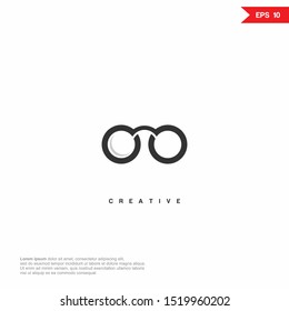 Letter OO glasses Logo icon design. Premium Line Alphabet Monochrome Monogram emblem. Vector graphic design template element. Graphic Symbol for Corporate Business Identity. 