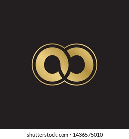 Letter oo linked lowercase logo design template elements. Gold letter Isolated on black  background. Suitable for business, consulting group company.