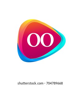 Letter OO logo in triangle shape and colorful background, letter combination logo design for company identity.