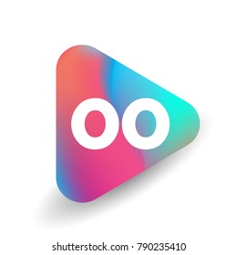 Letter OO logo in triangle shape and colorful background, letter combination logo design for business and company identity.
