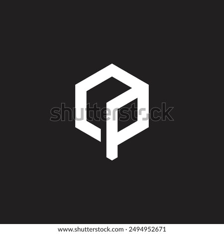 letter op cube 3d flat hexagon logo vector 