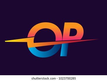 Letter OP logo with Lightning icon, letter combination Power Energy Logo design for Creative Power ideas, web, business and company.