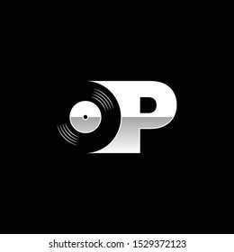 Letter OP with Negative Space Vinyl - Logo for DJ or Record