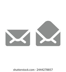 Letter, open and closed envelope vector icon. Email, mail filled symbol.