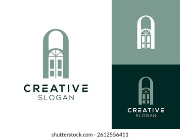 Letter A with open door logo design for real estate and property