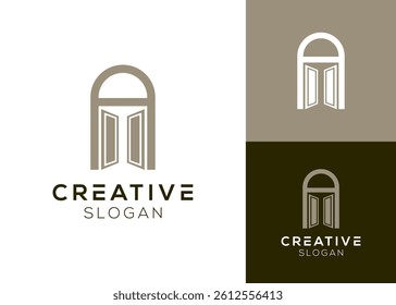 Letter A with open door logo design for real estate and property