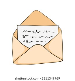Brief und offener Umschlag. Vektorgrafik. Cartoon