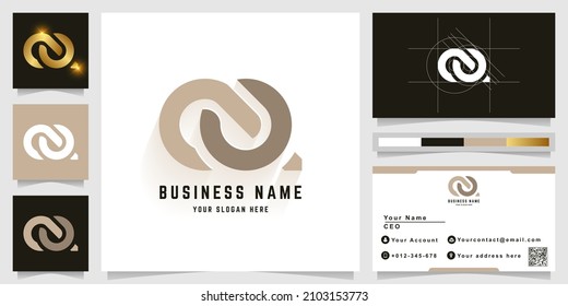 Letter OQ or aQ monogram logo with business card design
