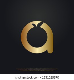 Letter A orange logo icon design. with a golden color on the background. Vector graphic design template element.