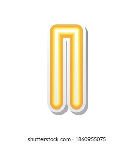 letter I in orange neon font vector illustration design