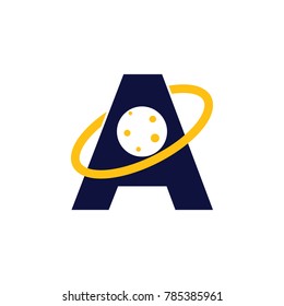 letter a orbital planet design logo