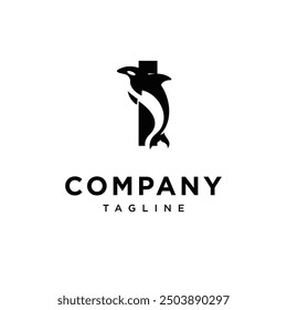 Letter I Orca Logo icon vector