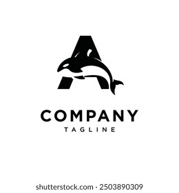 Letter A Orca Logo icon vector