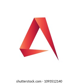 Letter a in Origami Logo Template