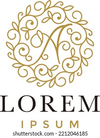 Plantilla de logotipo de ornamento de carta A